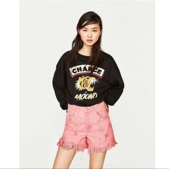 Zara Shorts Zara Neon Pink Distressed High Waist Zara Denim Poshmark
